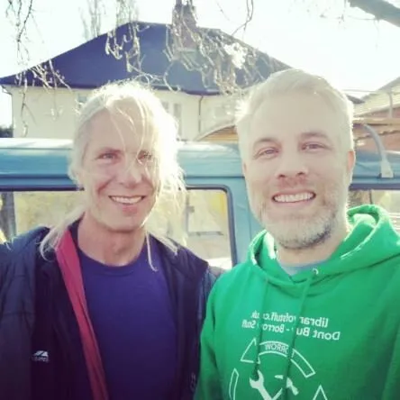 Founder Alan Dalgairns with David, the library's first official borrower